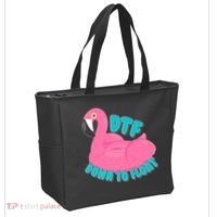 Dtf Down To Float Vacation Time Flamingo Floatie Tote Bag thumb 2
