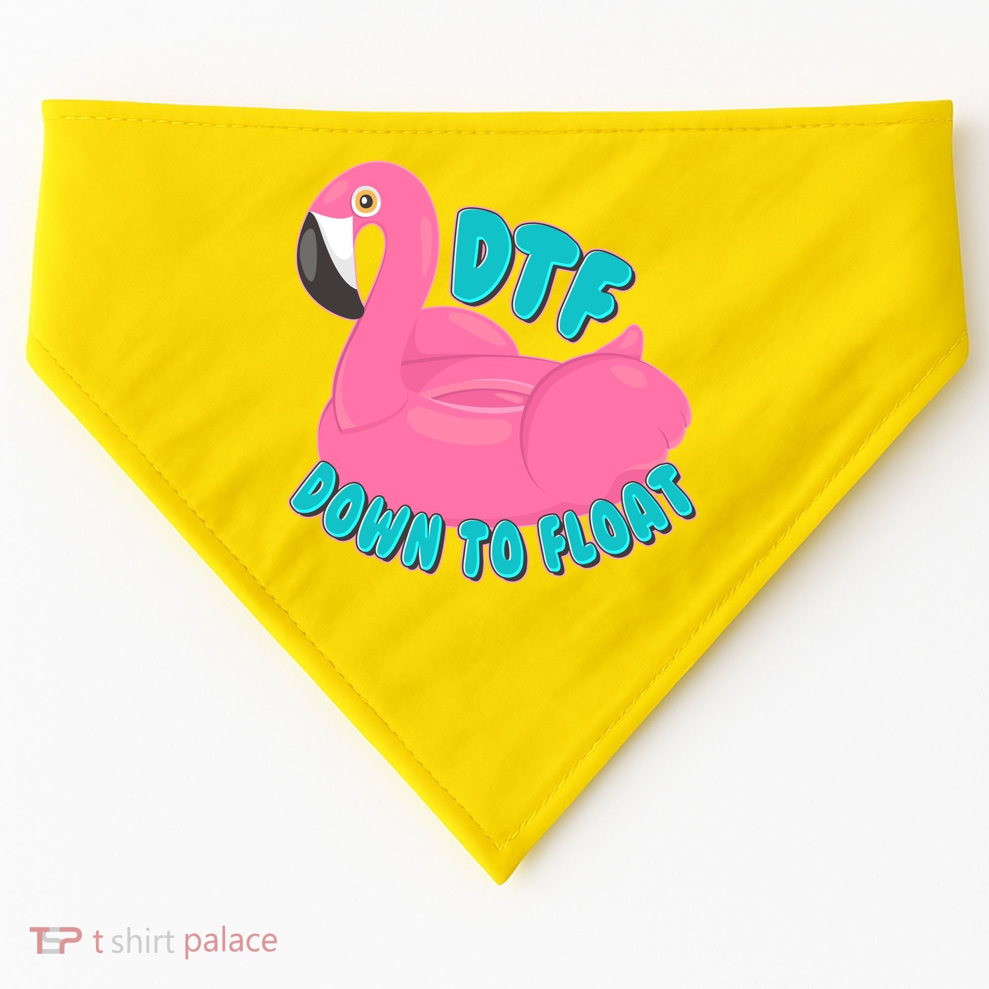 Dtf Down To Float Vacation Time Flamingo Floatie USA-Made Doggie Bandana