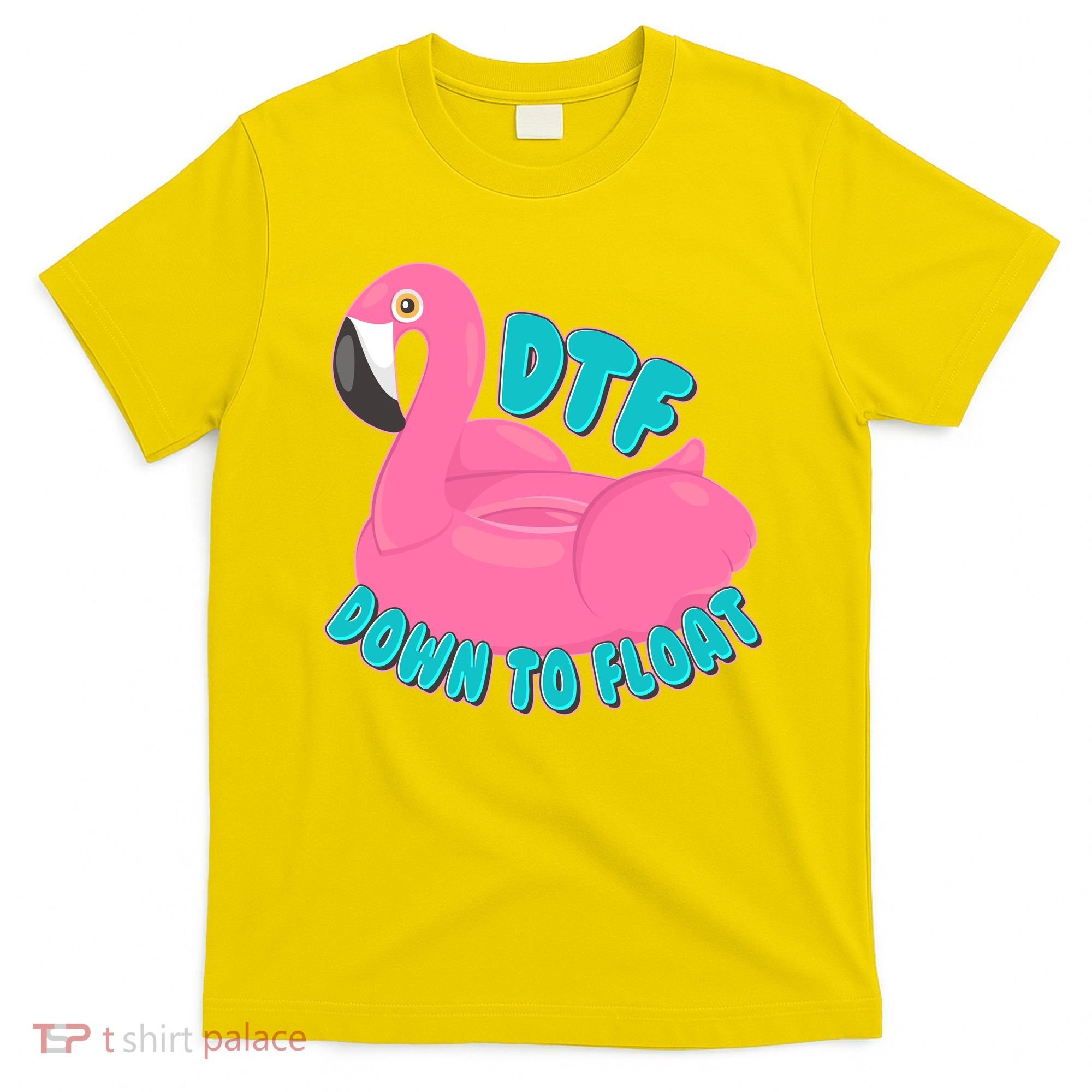 Dtf Down To Float Vacation Time Flamingo Floatie T-Shirt