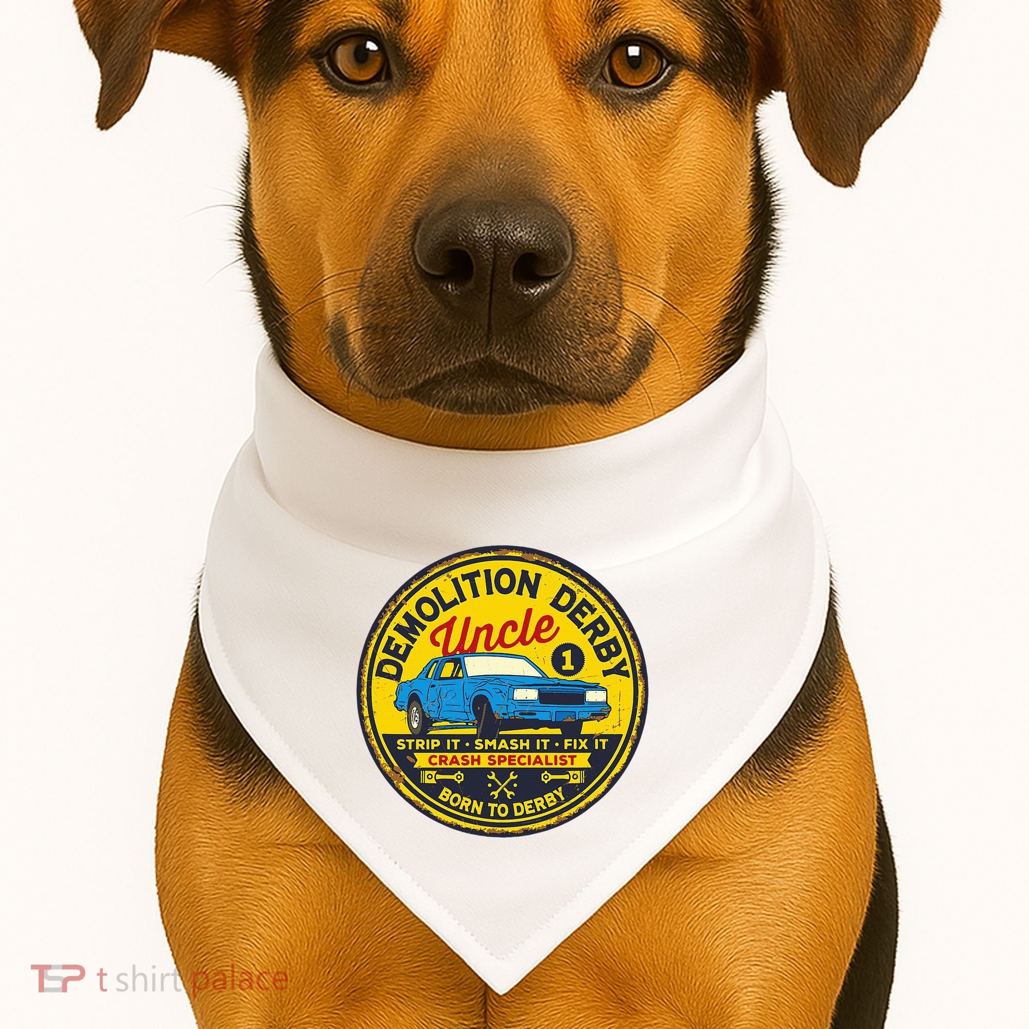 Demolition Derby Uncle Race Team Strip Smash Fix USA-Made Doggie Bandana