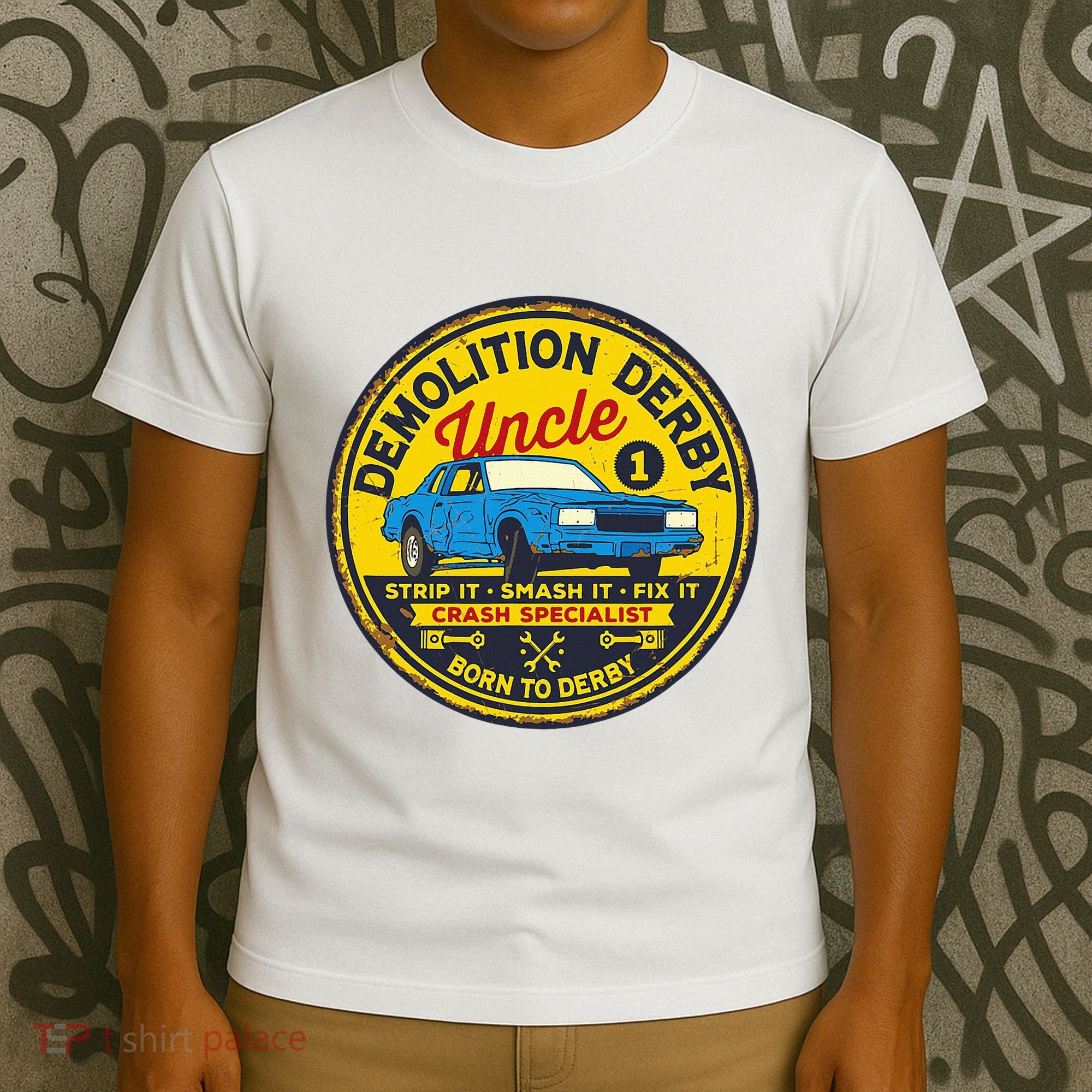 Demolition Derby Uncle Race Team Strip Smash Fix T-Shirt