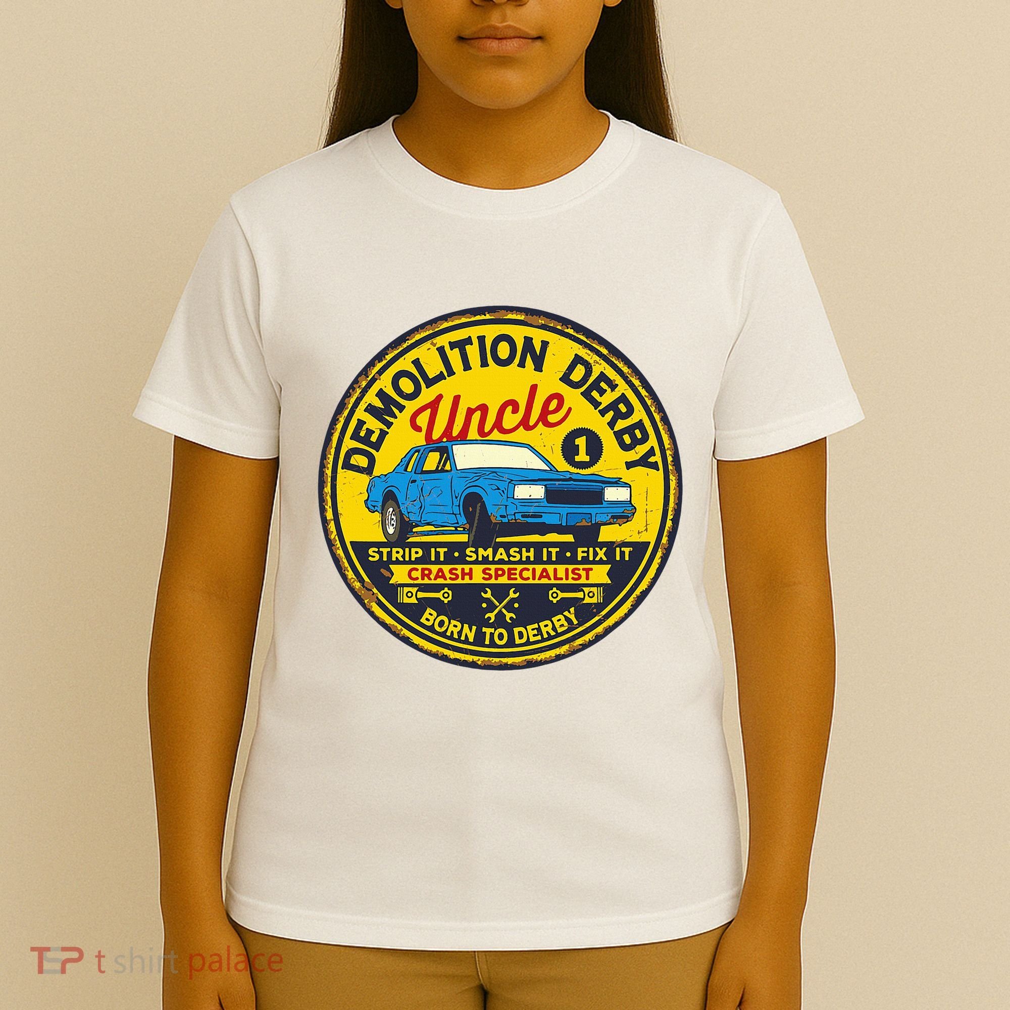 Demolition Derby Uncle Race Team Strip Smash Fix T-Shirt