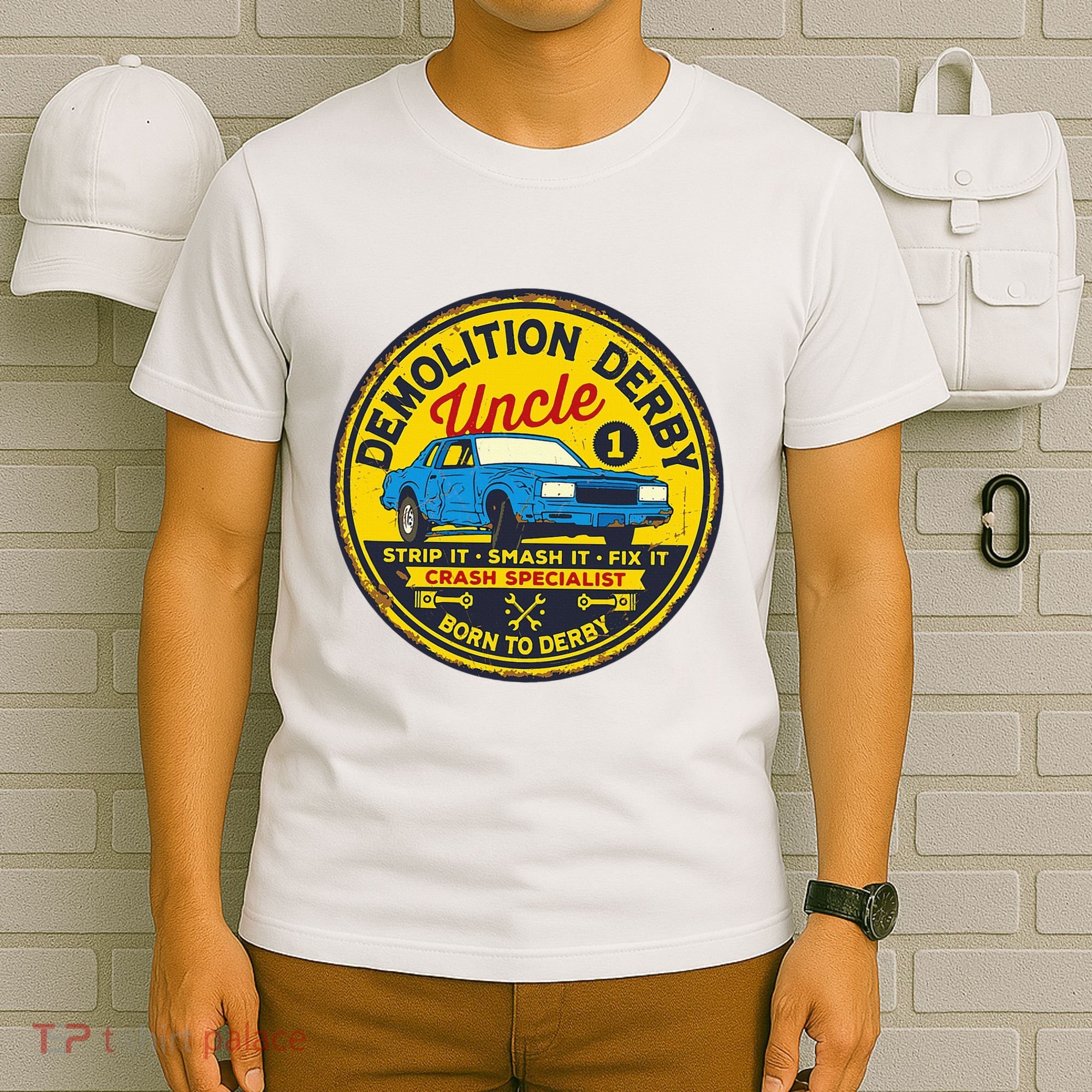 Demolition Derby Uncle Race Team Strip Smash Fix T-Shirt