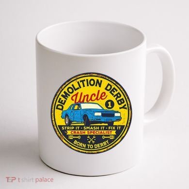 Demolition Derby Uncle Race Team Strip Smash Fix Coffee Mug back