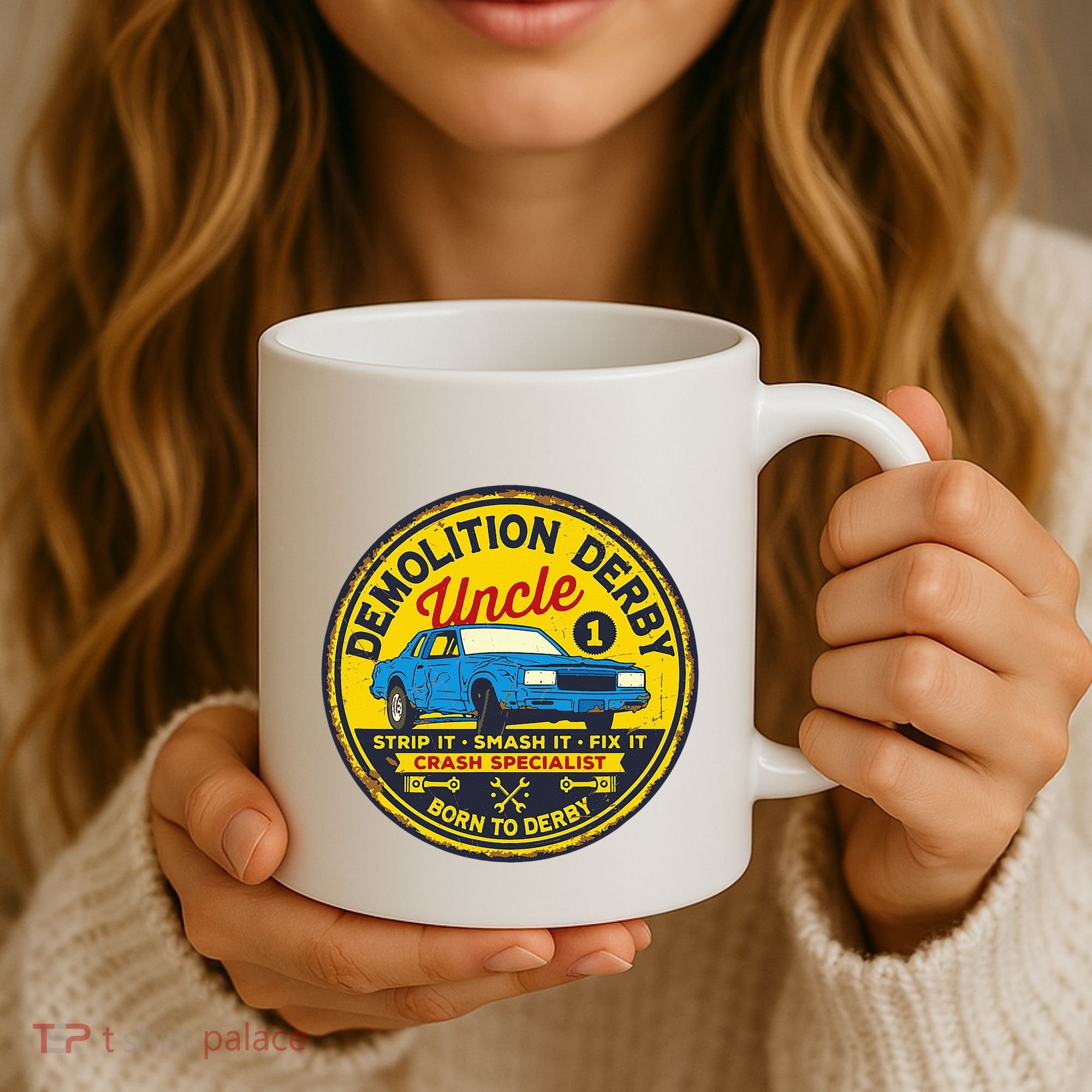 Demolition Derby Uncle Race Team Strip Smash Fix Coffee Mug