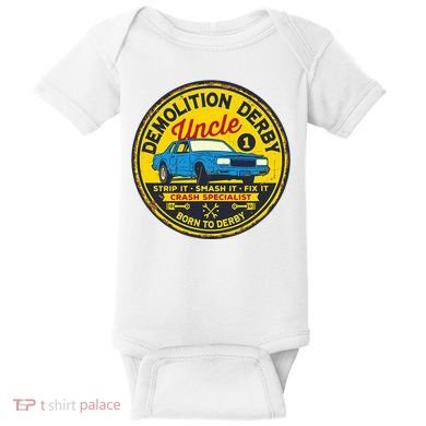 Demolition Derby Uncle Race Team Strip Smash Fix Baby Bodysuit