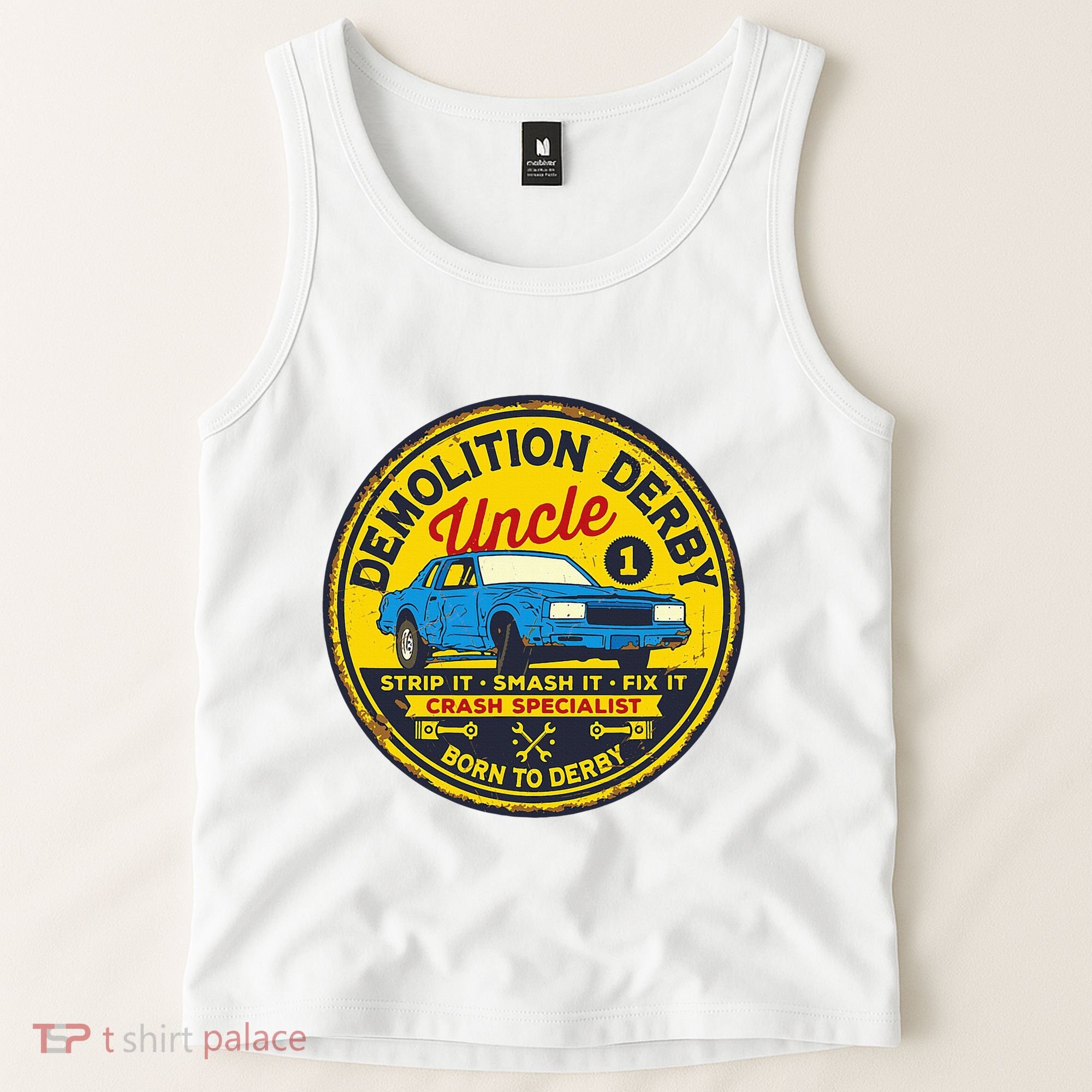 Demolition Derby Uncle Race Team Strip Smash Fix Tank Top