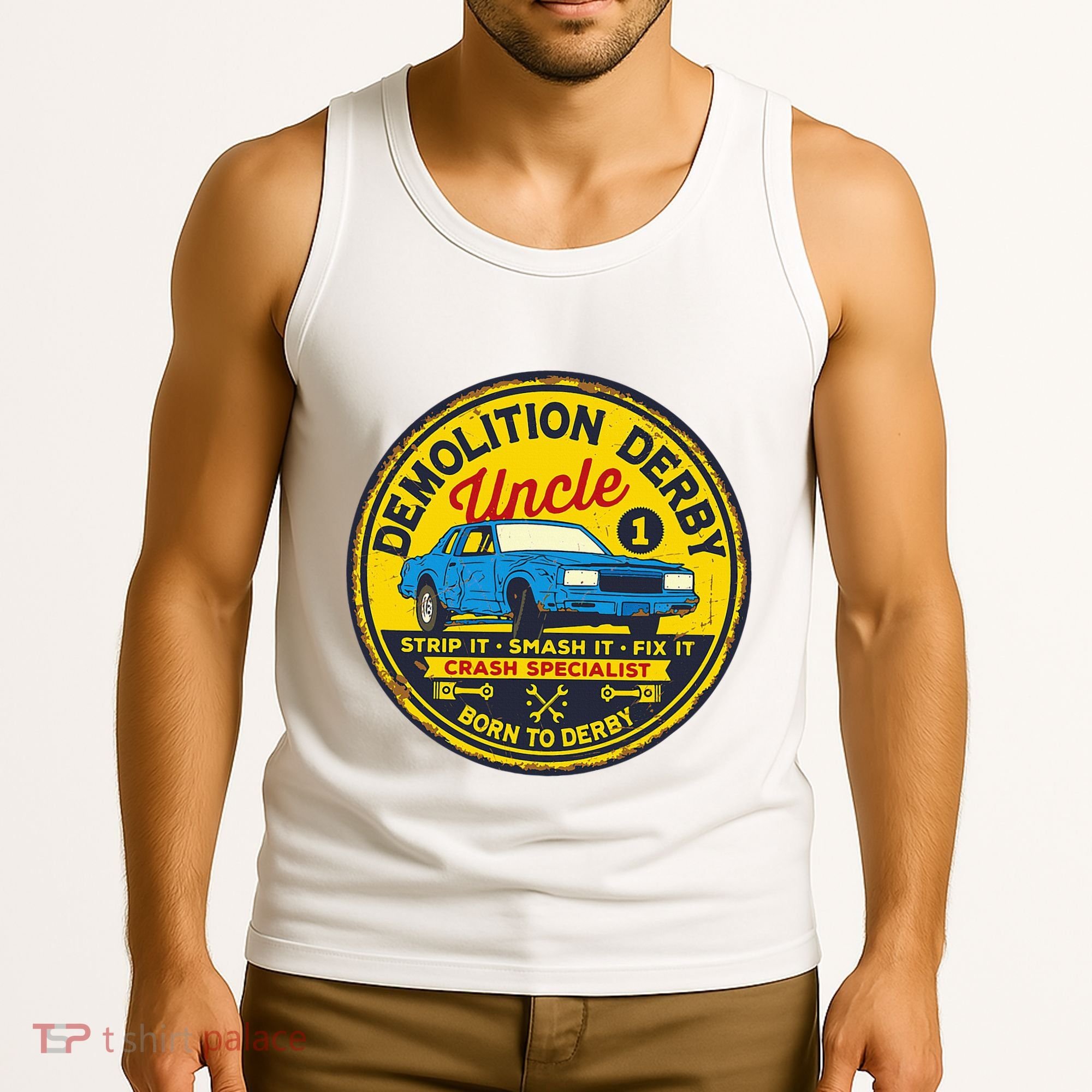 Demolition Derby Uncle Race Team Strip Smash Fix Tank Top