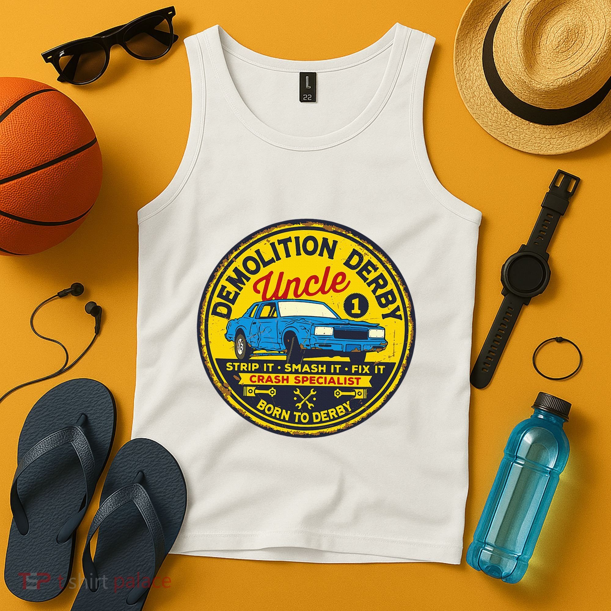 Demolition Derby Uncle Race Team Strip Smash Fix Tank Top
