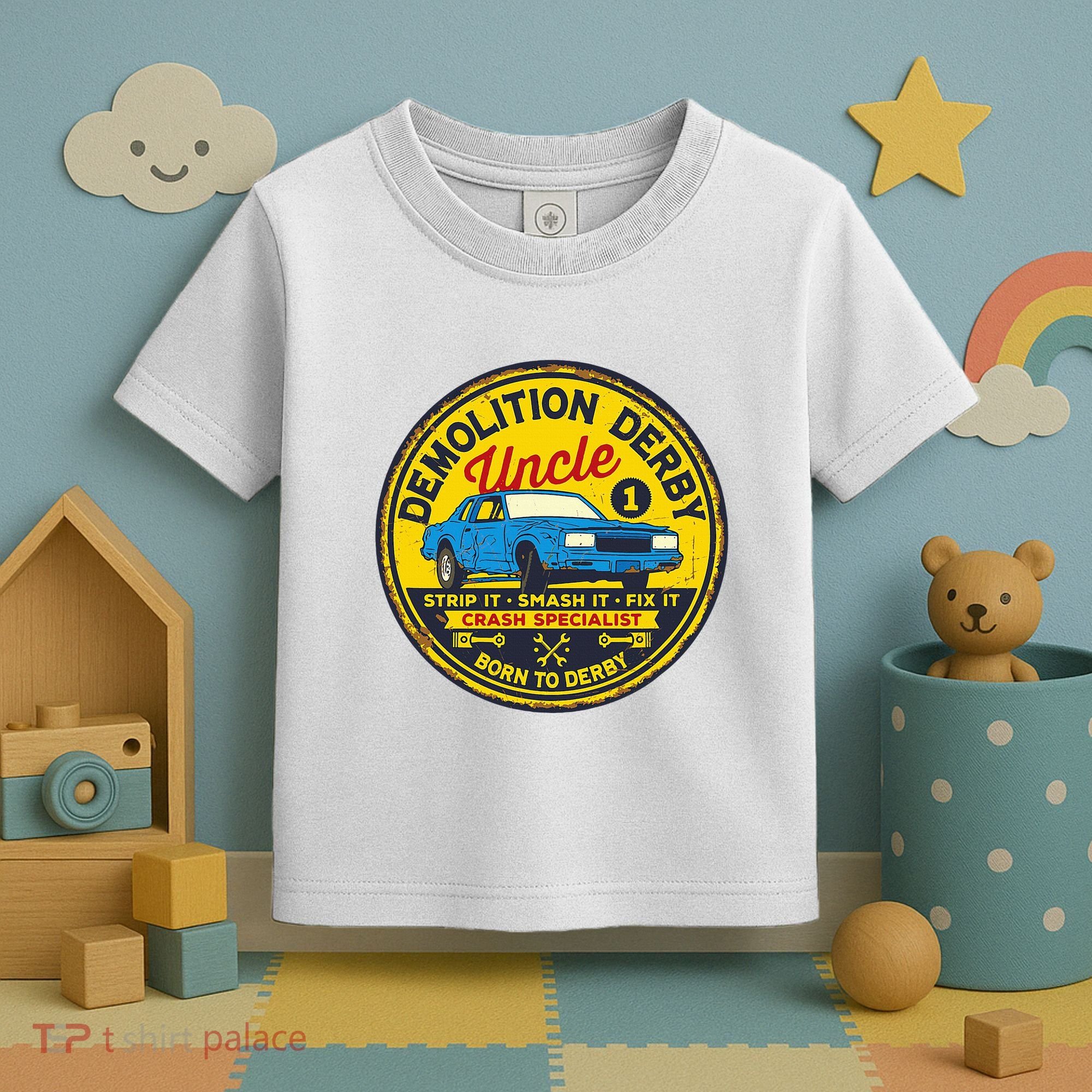 Demolition Derby Uncle Race Team Strip Smash Fix Toddler T-Shirt