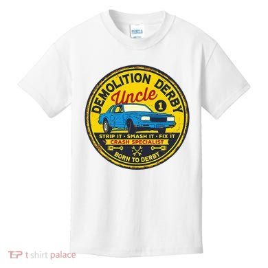 Demolition Derby Uncle Race Team Strip Smash Fix Kids T-Shirt