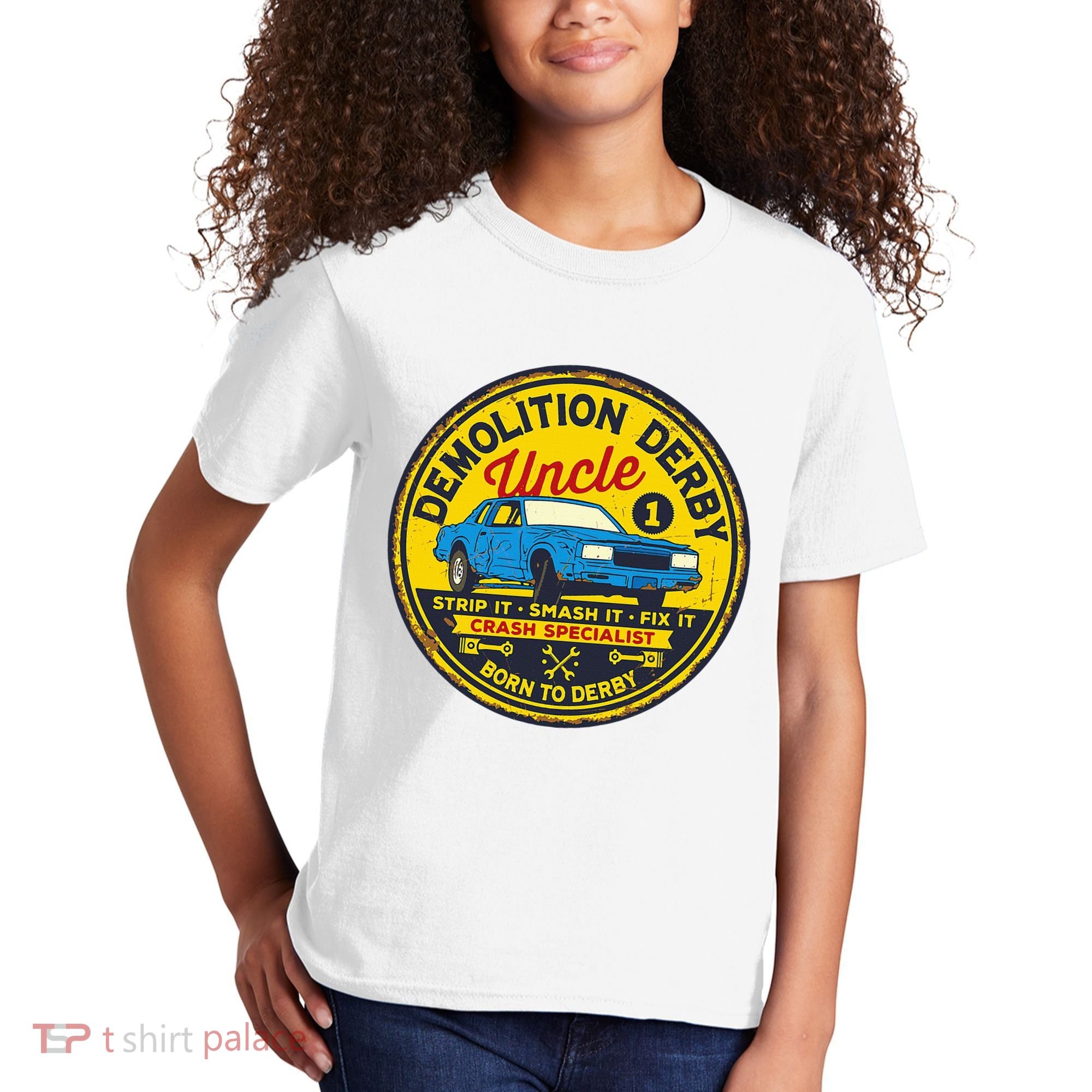 Demolition Derby Uncle Race Team Strip Smash Fix Kids T-Shirt