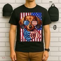 Dachshund Dog Usa Flag Sunglasses Patriotic 4th Of July T-Shirt thumb 6
