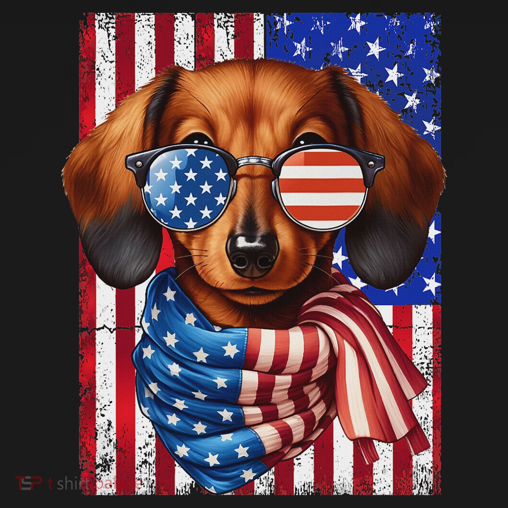 Dachshund Dog Usa Flag Sunglasses Patriotic 4th Of July T-Shirt
