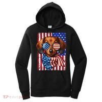 Dachshund Dog Usa Flag Sunglasses Patriotic 4th Of July Women's Hoodie thumb 0
