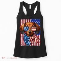 Dachshund Dog Usa Flag Sunglasses Patriotic 4th Of July Women's Tank Top thumb 0