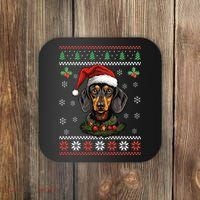 Dachshund Dog Ugly Christmas Sweater Xmas Coaster thumb 0