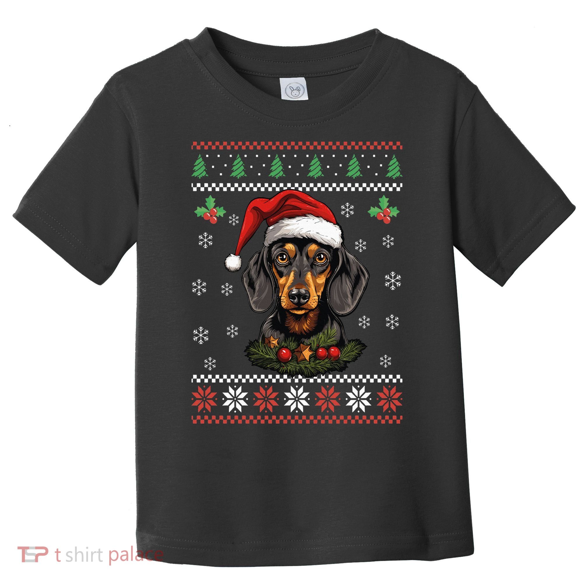 Dachshund Dog Ugly Christmas Sweater Xmas Toddler T-Shirt