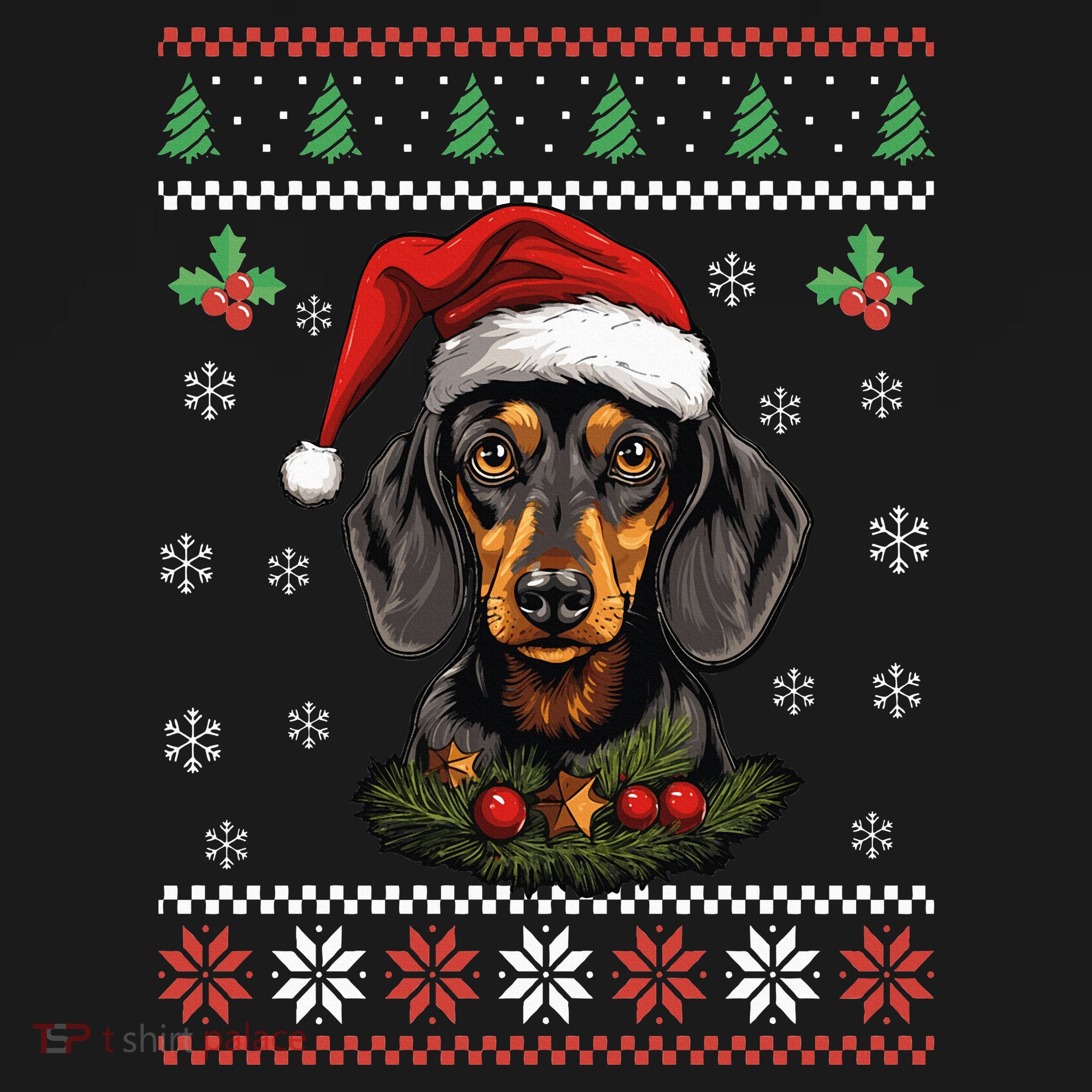 Dachshund Dog Ugly Christmas Sweater Xmas Toddler T-Shirt