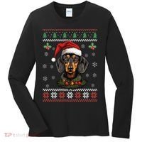 Dachshund Dog Ugly Christmas Sweater Xmas Women's Long Sleeve Shirt thumb 0