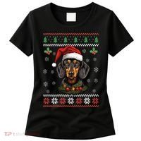 Dachshund Dog Ugly Christmas Sweater Xmas Women's T-Shirt thumb 0