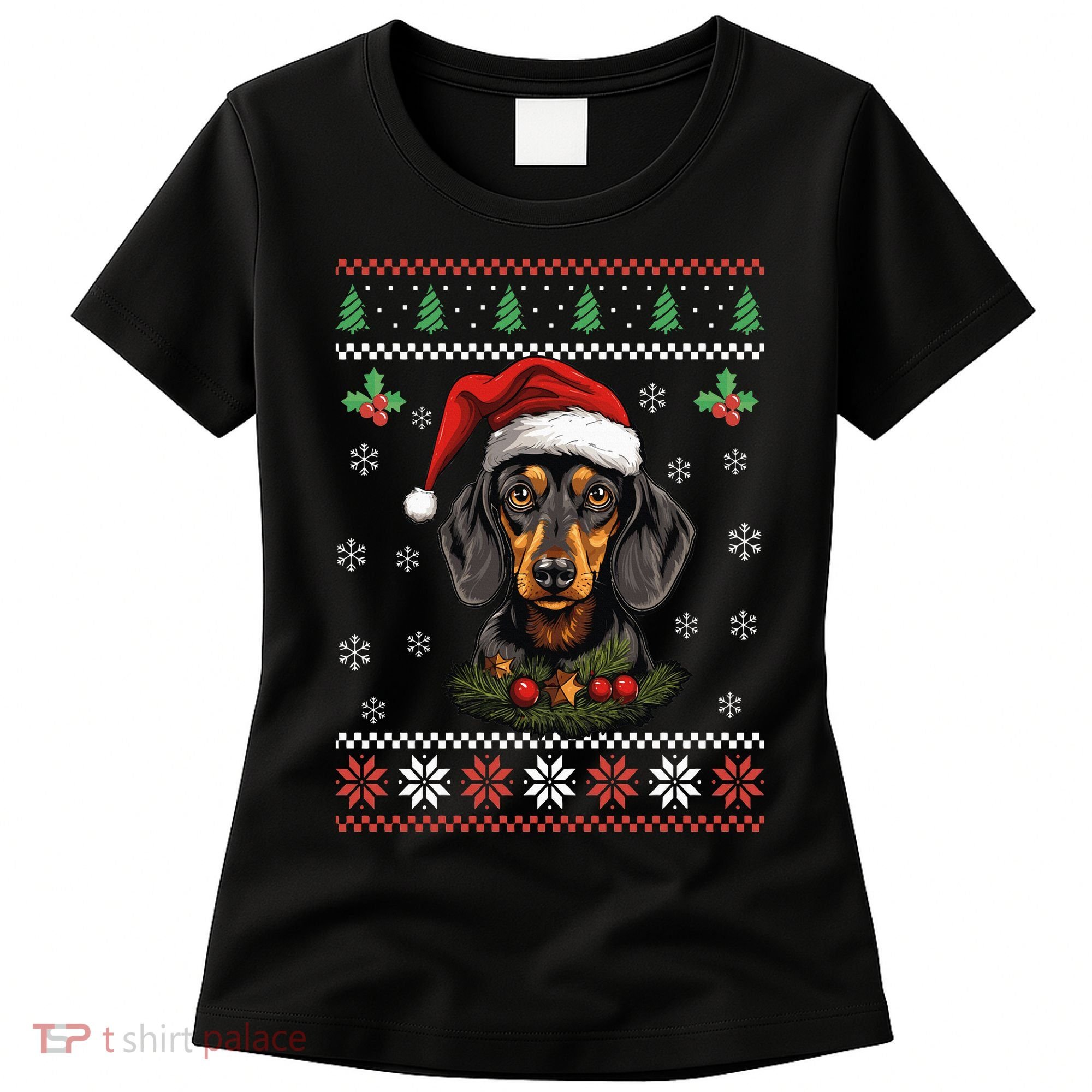 Dachshund Dog Ugly Christmas Sweater Xmas Women's T-Shirt