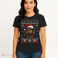 Dachshund Dog Ugly Christmas Sweater Xmas Women's T-Shirt thumb 4