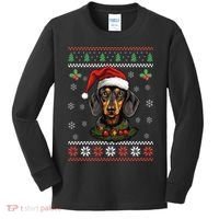 Dachshund Dog Ugly Christmas Sweater Xmas Kids Long Sleeve Shirt thumb 0