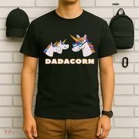 Dadacorn Daddy Unicorn 2 Children Father's Day Dad T-Shirt thumb 6