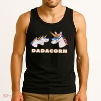Dadacorn Daddy Unicorn 2 Children Father's Day Dad Tank Top thumb 3