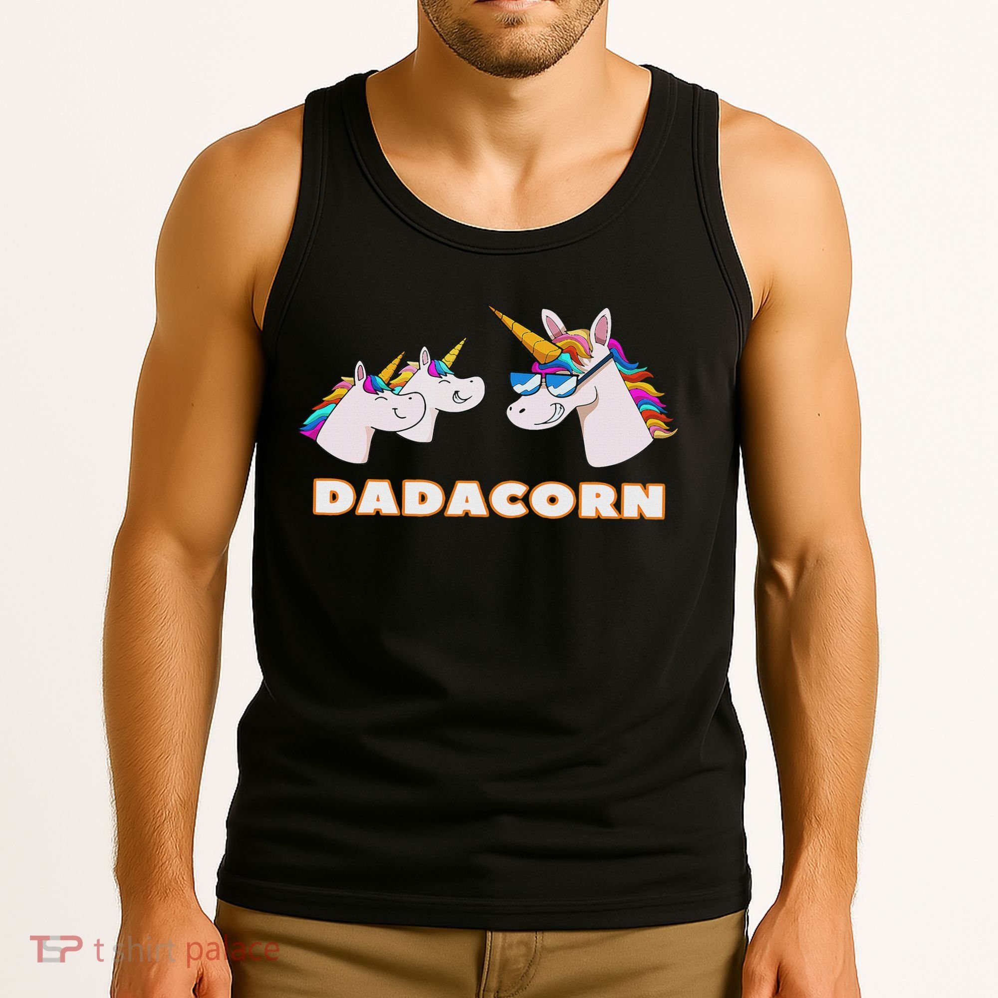Dadacorn Daddy Unicorn 2 Children Father's Day Dad Tank Top