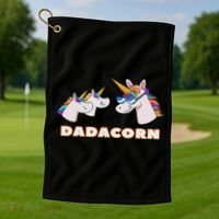 Dadacorn Daddy Unicorn 2 Children Father's Day Dad Golf Towel thumb 1