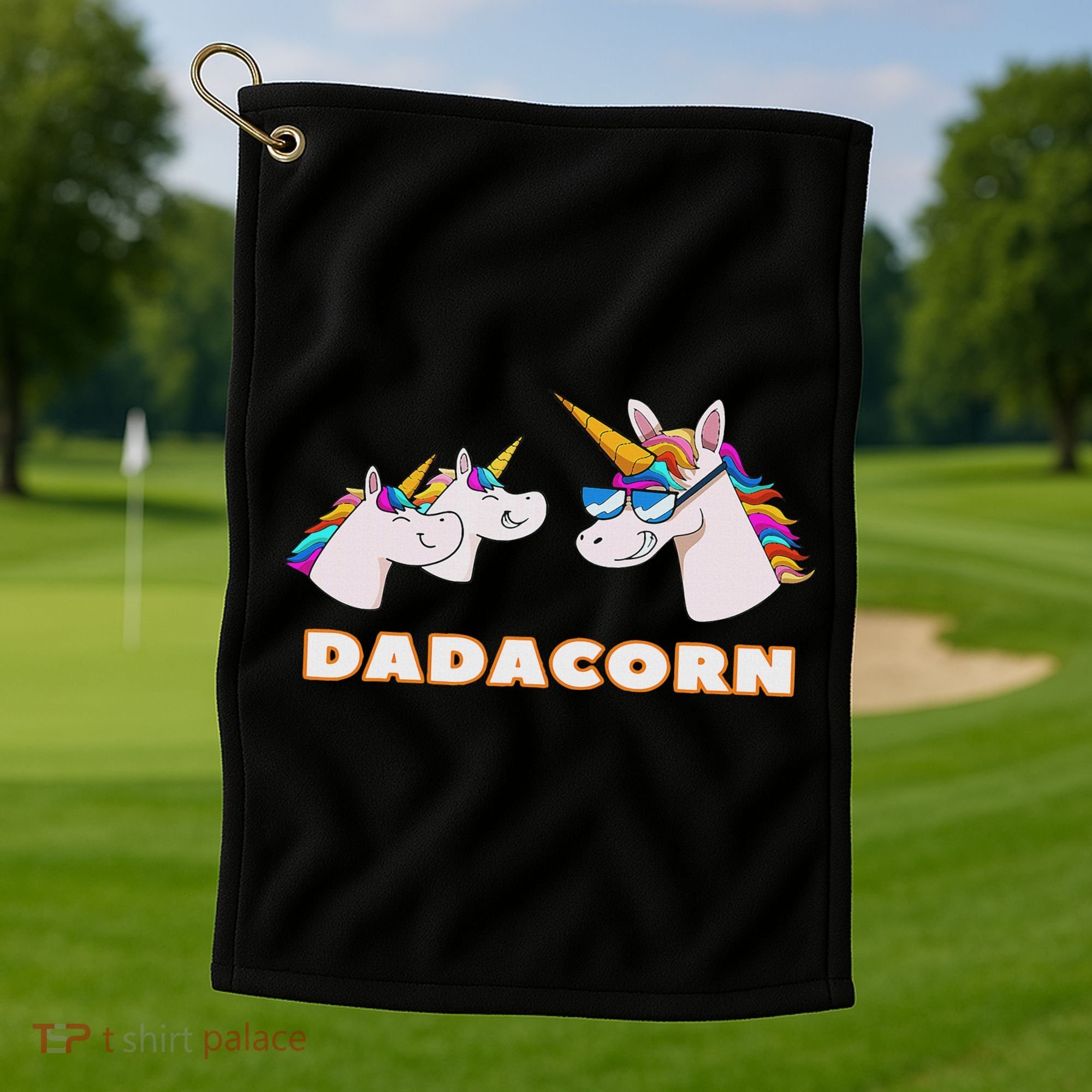 Dadacorn Daddy Unicorn 2 Children Father's Day Dad Golf Towel