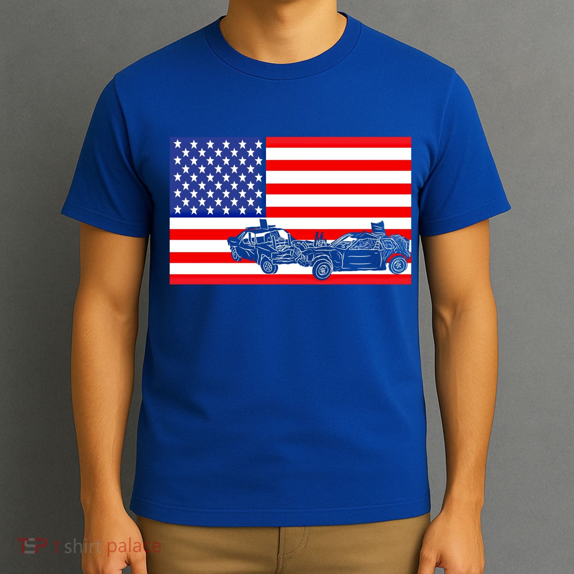 Demolition Derby Usa American Flag Car Racer 4th Of July Gift T-Shirt