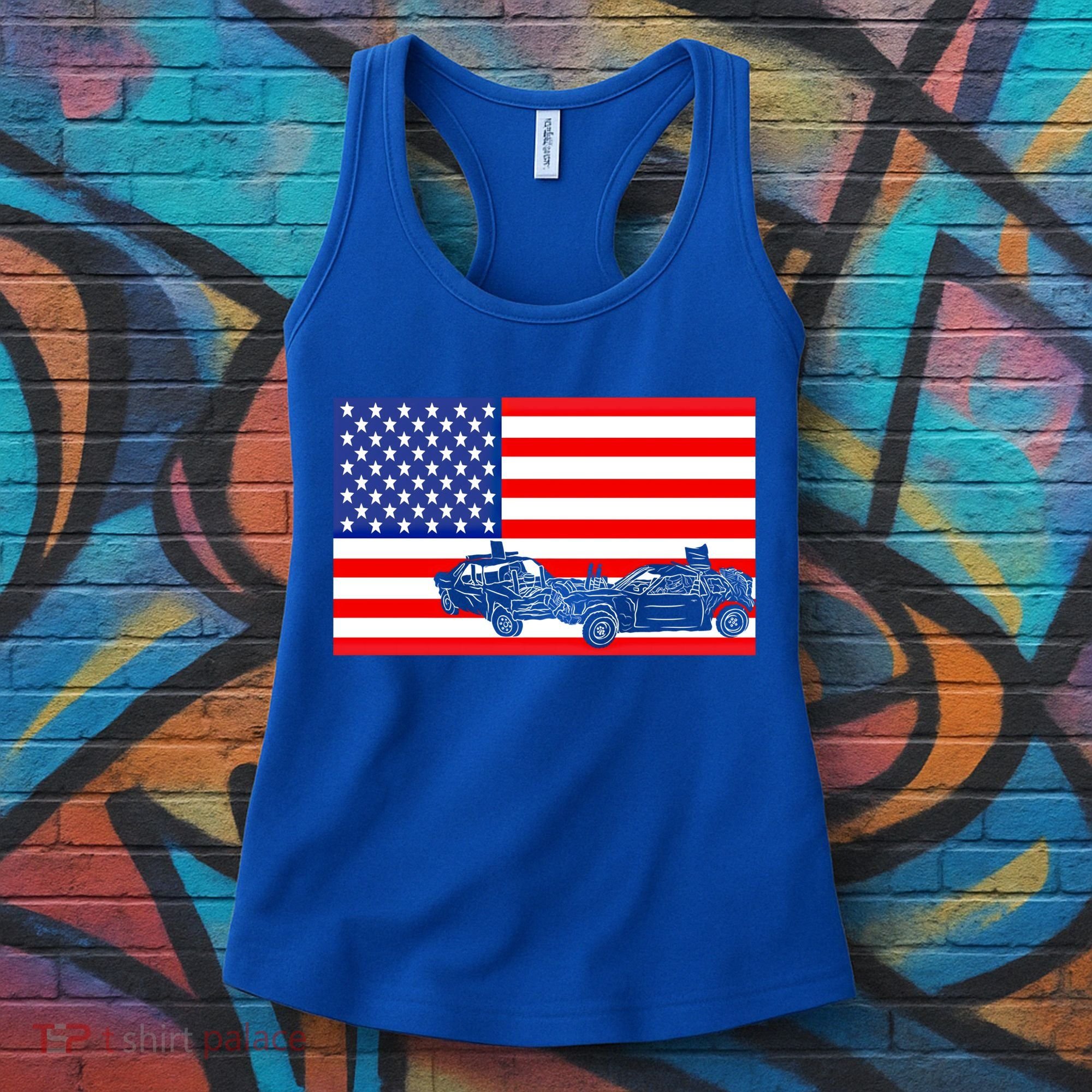 Demolition Derby Usa American Flag Car Racer 4th Of July Gift Women's Tank Top