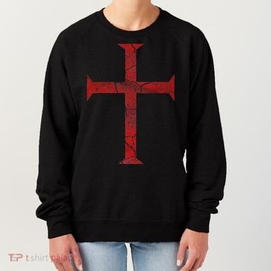 Distressed Deus Vult Knights Templar Cross Crusader Women's Sweatshirt
