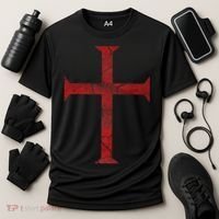 Distressed Deus Vult Knights Templar Cross Crusader Cooling Performance Crew T-Shirt thumb 3