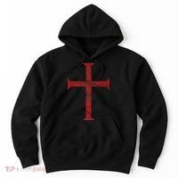 Distressed Deus Vult Knights Templar Cross Crusader Hoodie thumb 0