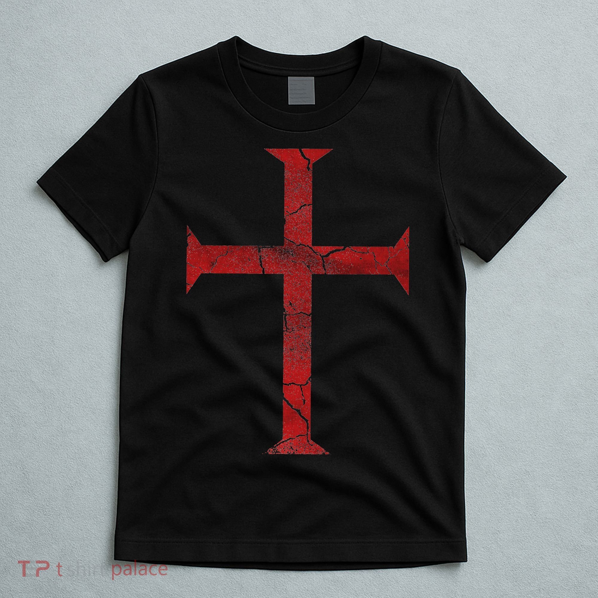 Distressed Deus Vult Knights Templar Cross Crusader T-Shirt