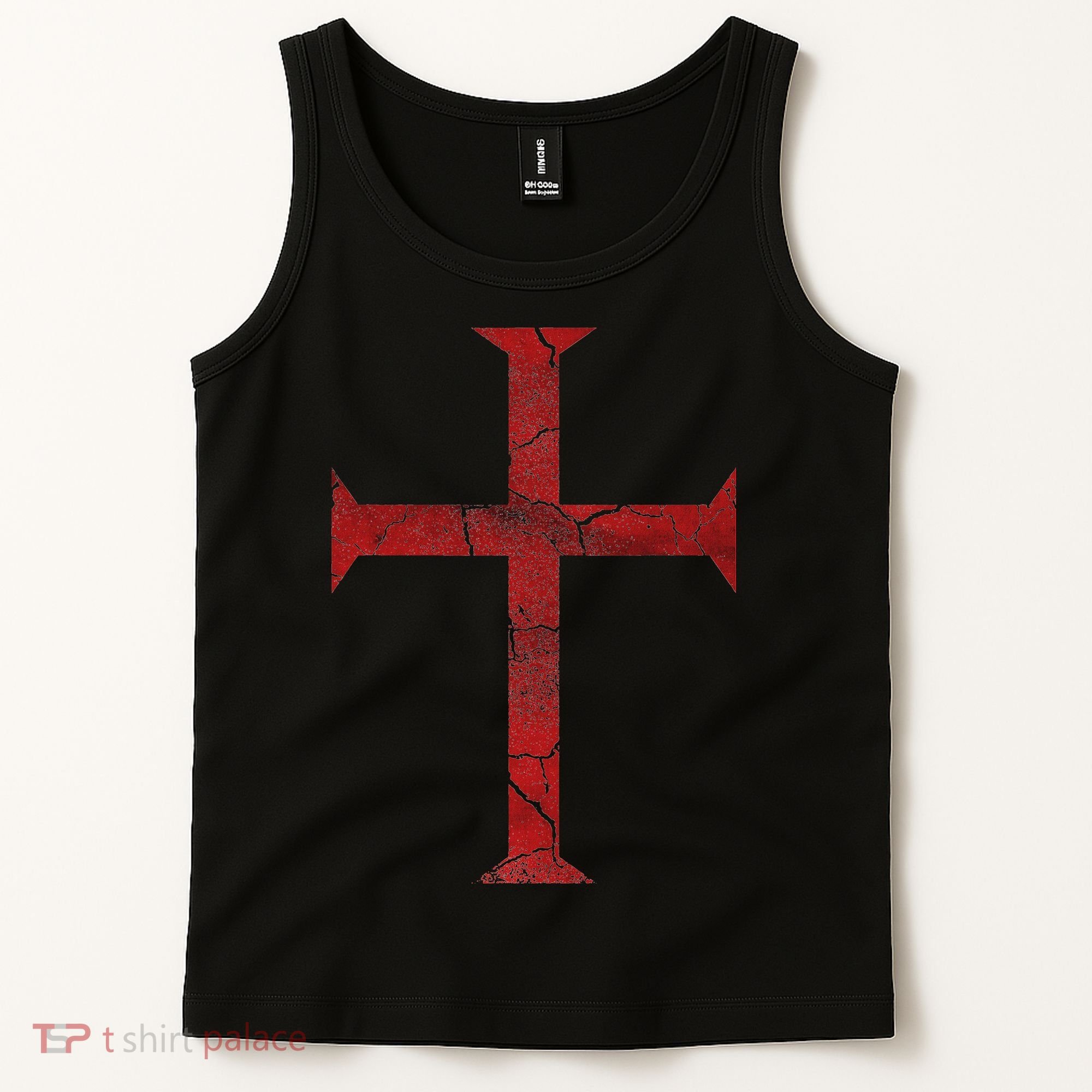 Distressed Deus Vult Knights Templar Cross Crusader Tank Top