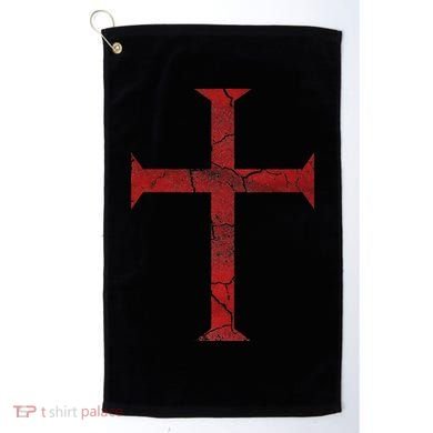 Distressed Deus Vult Knights Templar Cross Crusader Golf Towel