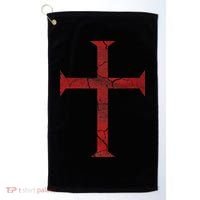 Distressed Deus Vult Knights Templar Cross Crusader Golf Towel thumb 0