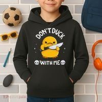 DonT Duck With Me Funny Duck Kinife Kids Hoodie thumb 2