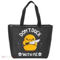 DonT Duck With Me Funny Duck Kinife Tote Bag thumb 0