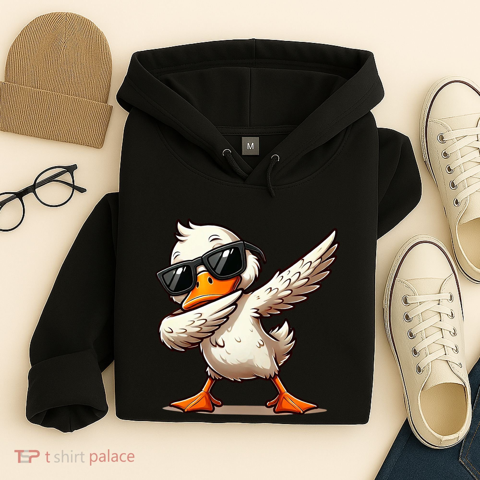Dabbing Duck With Sunglasses Funny Cartoon Graphic Hoodie