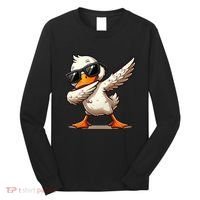Dabbing Duck With Sunglasses Funny Cartoon Graphic Long Sleeve Shirt thumb 0