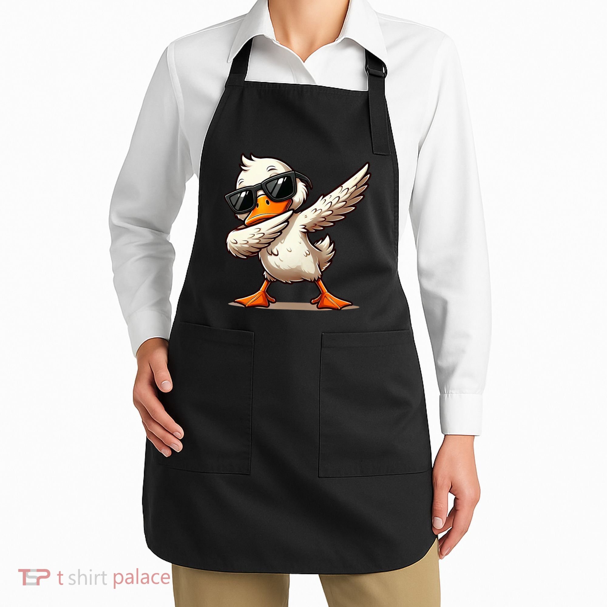 Dabbing Duck With Sunglasses Funny Cartoon Graphic Apron