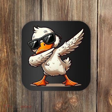 Dabbing Duck With Sunglasses Funny Cartoon Graphic Coaster