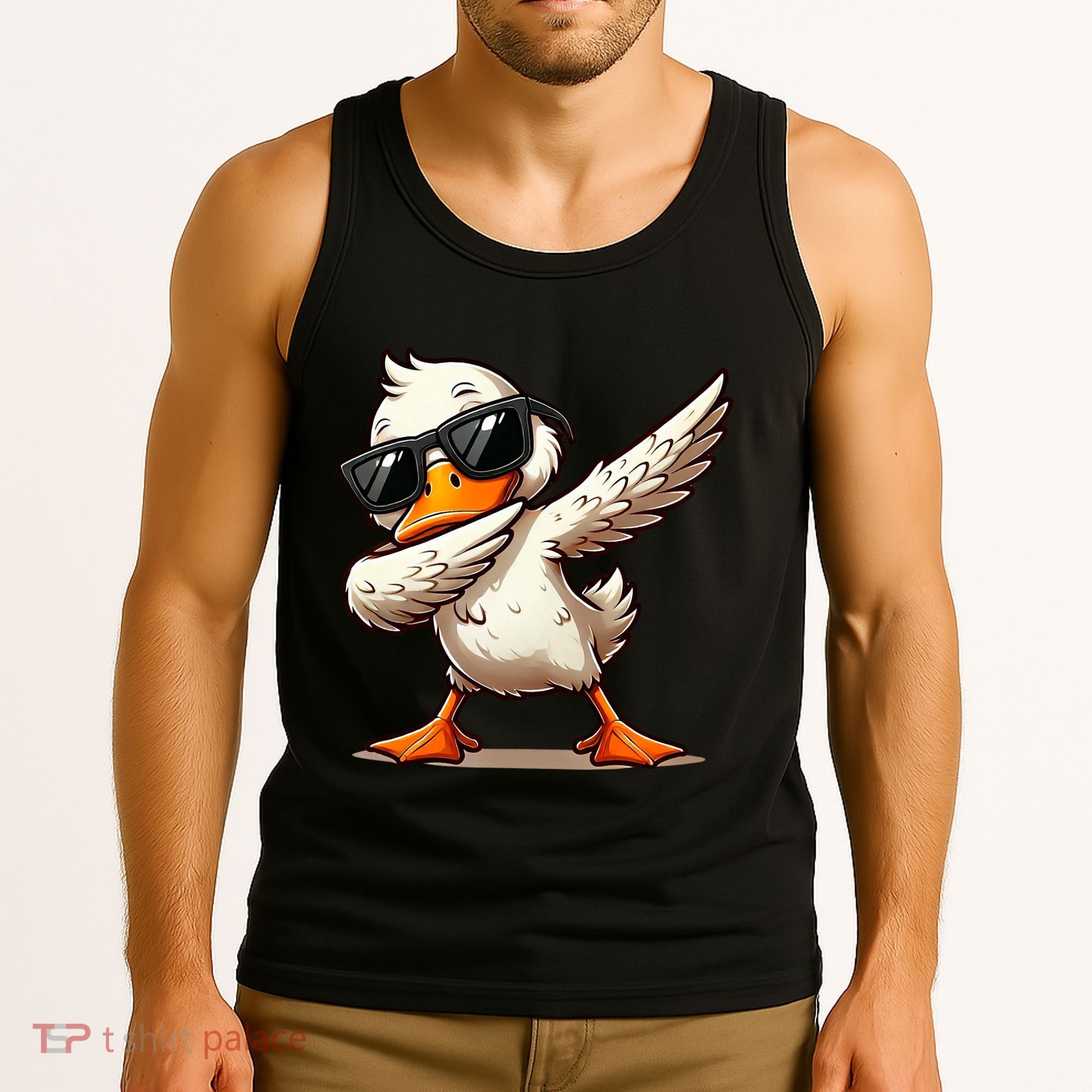 Dabbing Duck With Sunglasses Funny Cartoon Graphic Tank Top