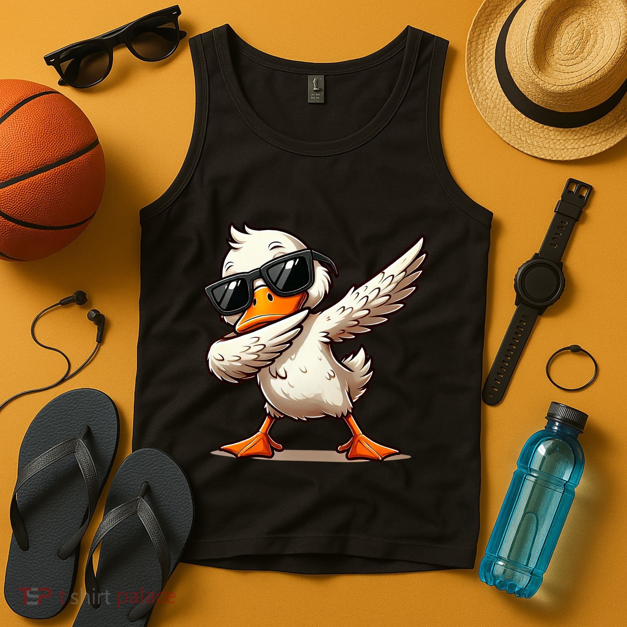 Dabbing Duck With Sunglasses Funny Cartoon Graphic Tank Top